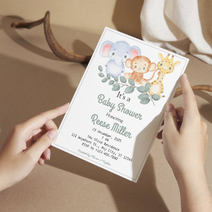 Invitation Fête de Baby Shower sur le thème de la Jungle Safa