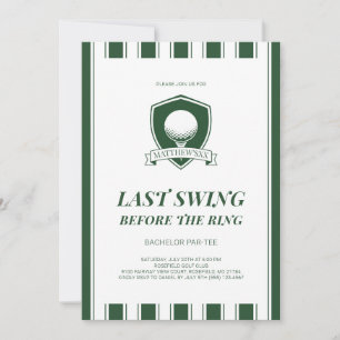 Invitation Fête de Bachelor de Golf Elegant Green Last Swing