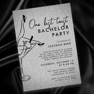 Invitation Fête de Bachelor moderne Un Dernier Martini Toast