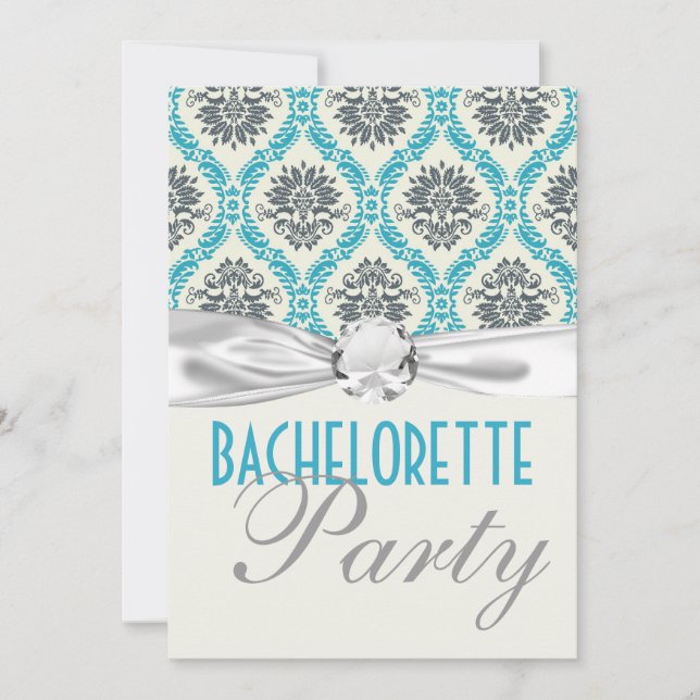 Invitation fête de bachelorèse gris crème bleue (Devant)
