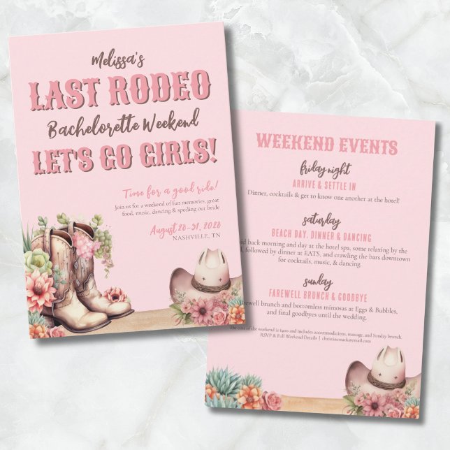 Invitation Fête de bachelorette (Last Rodeo Cowgirl Bachelorette Party Invitation)