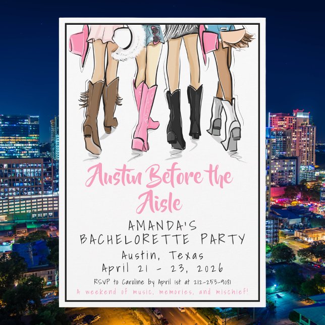 Invitation Fête de Bachelorette à Austin avant le Mariage (Créateur téléchargé)
