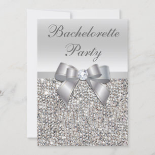 Invitation Fête de Bachelorette à paillettes argentées glamou