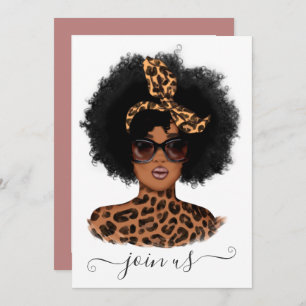 Invitation Fête de Bachelorette afro-américaine Leopard