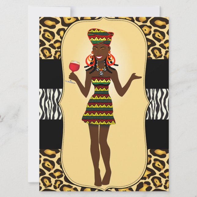 Invitation Fête de Bachelorette Anniversaire de Femme Africai (Devant)