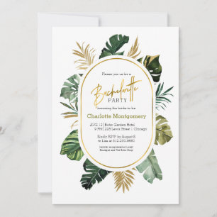 Invitation Fête de Bachelorette au feuillet d'or tropical aqu