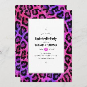 Invitation Fête de Bachelorette aux taches de léopard rose et
