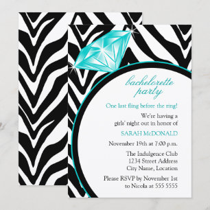 Invitation Fête de Bachelorette avec Impression Zèbre et Bagu