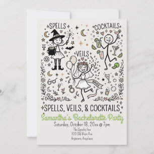 Invitation Fête de Bachelorette avec Sorts, Voiles et Cocktai