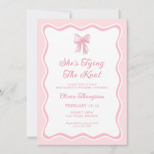 Invitation Fête de Bachelorette avec un Nœud Rose Elle Attach