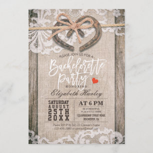 Invitation Fête de Bachelorette Burlap Lace