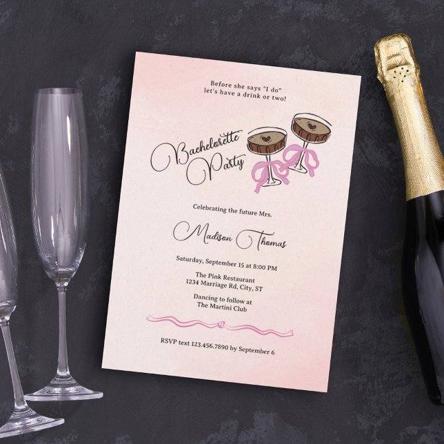 Invitation Fête de Bachelorette Cocktail Espresso Martini (Créateur téléchargé)