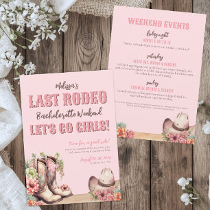 Invitation Fête de Bachelorette Cowgirl de Dernier Rodéo Rose