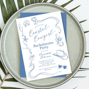 Invitation Fête de Bachelorette de Cowgirl Côtière Fantaisist
