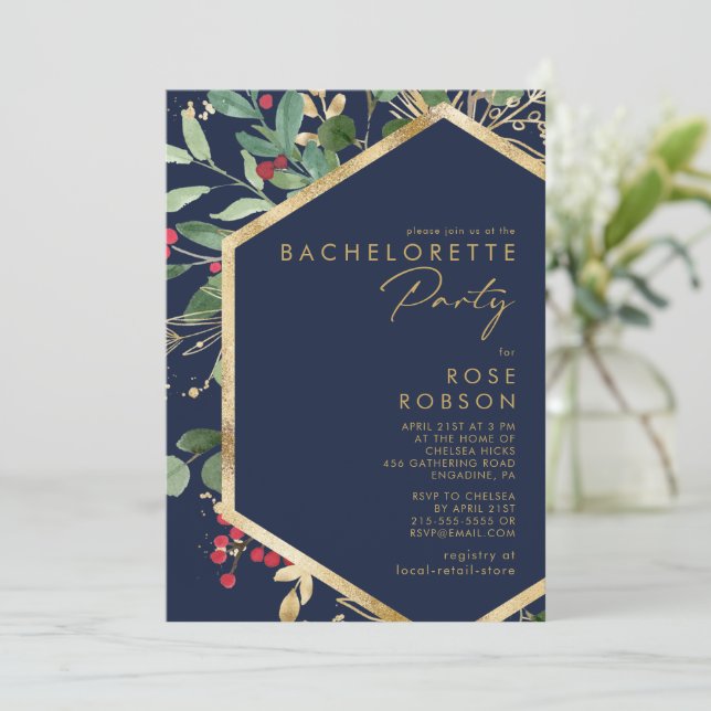Invitation Fête de bachelorette de la Marine de Noël moderne (Debout devant)