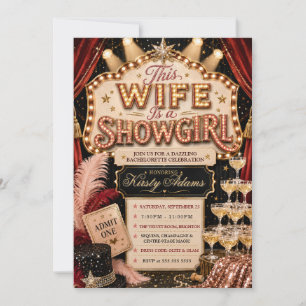 Invitation Fête de Bachelorette de Showgirl Élégante