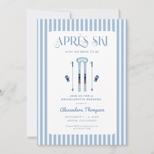 Invitation Fête de Bachelorette de Ski d'Hiver Après-Ski  (Devant)