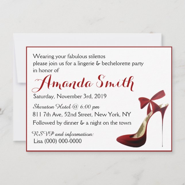 Invitation Fête de bachelorette de Stiletto High Heel (Devant)