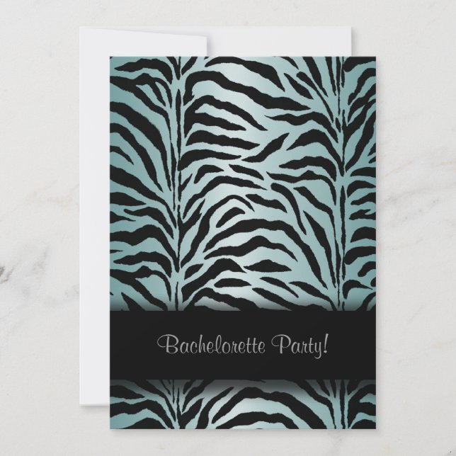 Invitation Fête de Bachelorette de Zèbre Bleu sarcelle (Devant)