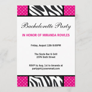 Invitation Fête de bachelorette du Wild Zebra
