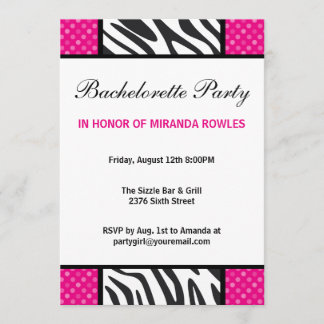 Invitation Fête de bachelorette du Wild Zebra