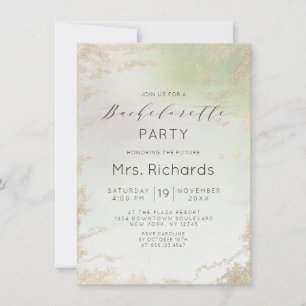Invitation Fête de Bachelorette en or feuille d'Ombre Vert Pr