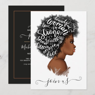Invitation Fête de Bachelorette Fille de Pouvoir Afro-América