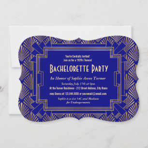 Invitation Fête de Bachelorette Gatsby le Magnifique Bleu Mar
