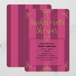 Invitation Fête de Bachelorette Glamour Moderne Violet et Or