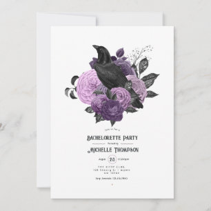 Invitation Fête de Bachelorette Gothique Corbeau Violet Glam
