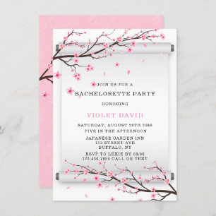 Invitation Fête de Bachelorette Japonaise Saut Cerisier Fleur