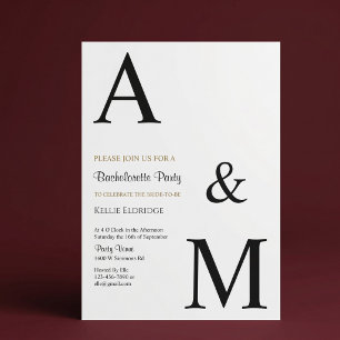 Invitation Fête de Bachelorette Monogramme Minimaliste Modern