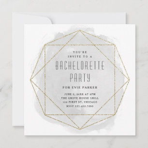 Invitation Fête de Bachelorette Pailleté Gris Aquarelle