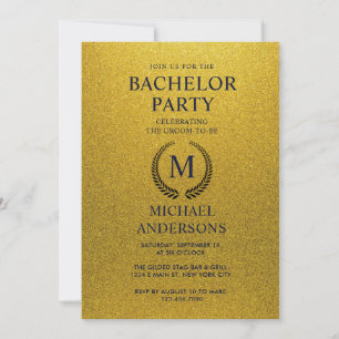 Invitation Fête de Bachelorette Pailletée Noir et Or Brillant