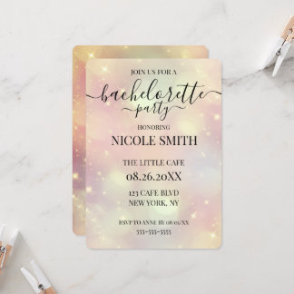 Invitation Fête de Bachelorette personnalisée Peach Sparkle B