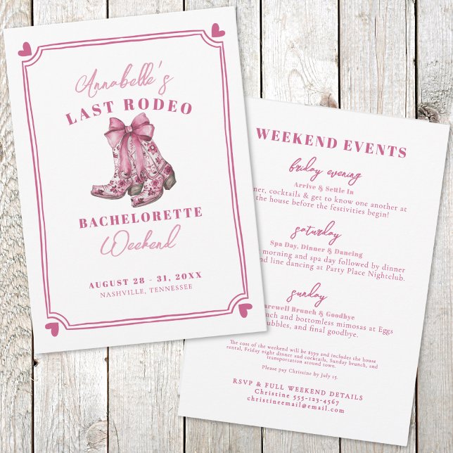 Invitation Fête de Bachelorette Pink Last Rodeo (Pink Nash Bash Last Rodeo Bachelorette Party Invitation )