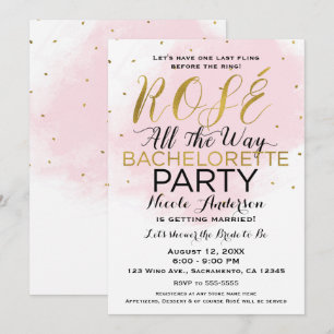 Invitation Fête de Bachelorette Rosé Tout le Chemin Rose et O