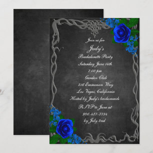 Invitation Fête de Bachelorette Royal Blue Rose Chalk Board