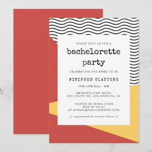 Invitation Fête de Bachelorette style Pop art Memphis des ann