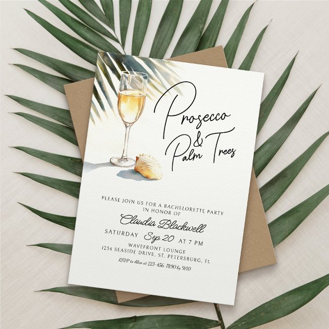 Invitation Fête de Bachelorette Tropicale avec Palmiers et Pr (Créateur téléchargé)