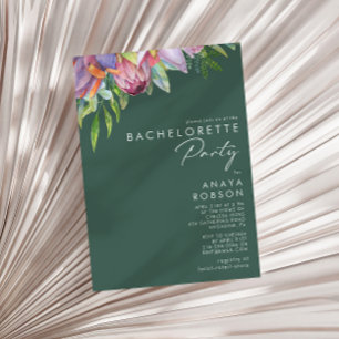 Invitation Fête de bachelorette verte et tropicale colorée
