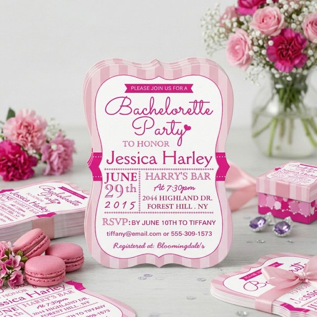Invitation Fête de Bachelortie Rose Chaud (Créateur téléchargé)