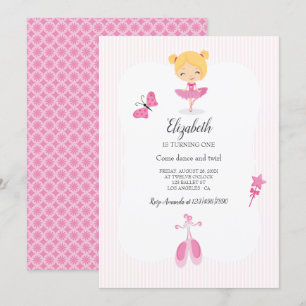 Invitation Fête de ballerine rose
