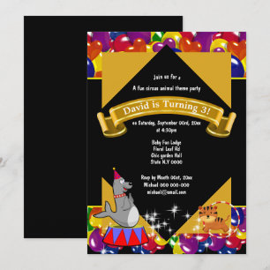 Invitation Fête de ballons de tigre mignon du carnaval de cir