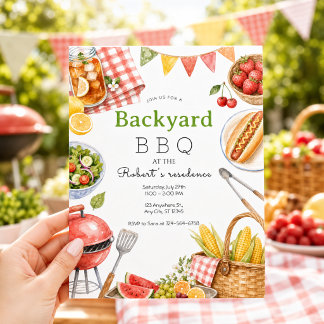 Invitation Fête de barbecue dans le jardin Pique-nique d'été