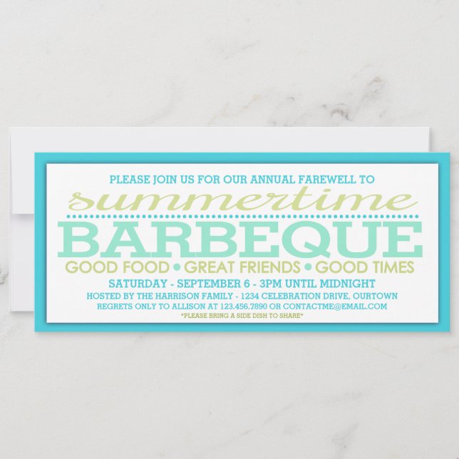 Invitation Fête de barbecue de fin d'été (Devant)