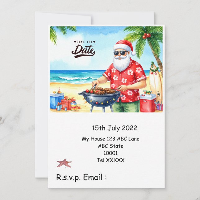 Invitation Fête de barbecue de Noël avec le Père Noël (Devant)