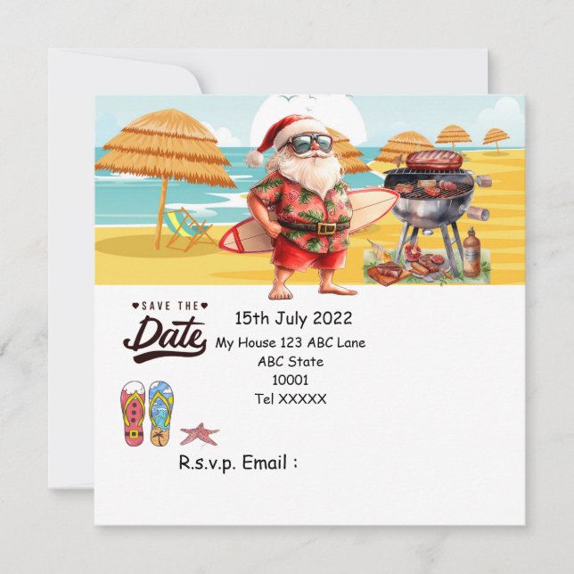 Invitation Fête de barbecue de Noël avec le Père Noël  (Devant)