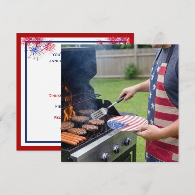 Invitation Fête de barbecue du 14 juillet (Devant / Derrière)
