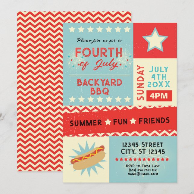 Invitation Fête de barbecue du 14 juillet  (Devant / Derrière)